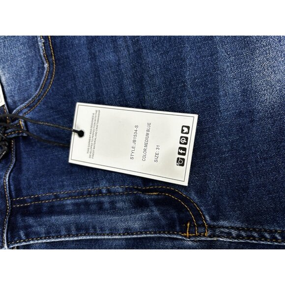 Judy Blue Sz 31 (Actual 32x2.5) Calm Cuffed Denim Shorts Indigo Blue High NWT - Picture 2 of 8